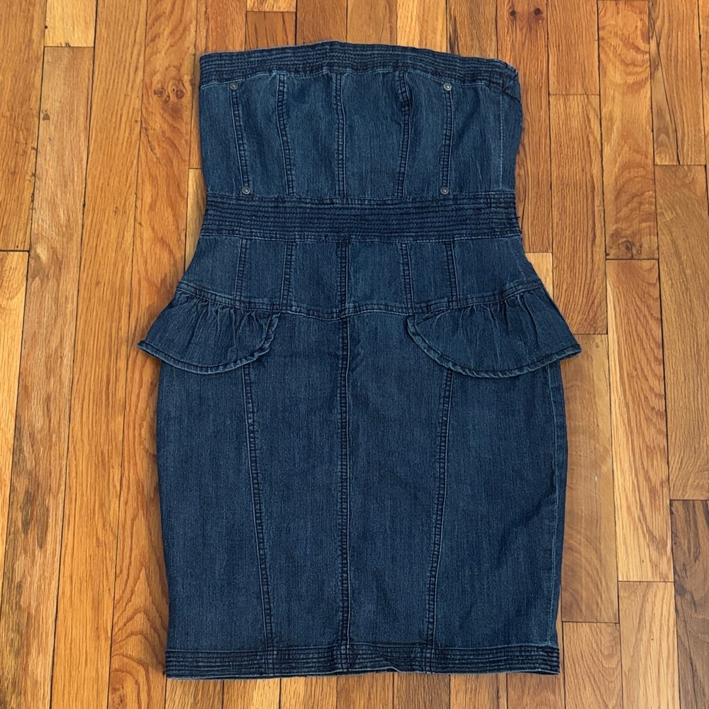 Forever 21 Dark Blue Strapless Denim Dress